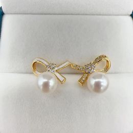 Stud Earrings Arrival Natural Freshwater Pearl Bowknot Design 14K Gold Filled Ladies Jewellery For Women Gifts