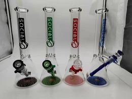 16inch Glass Bong Tobacoo Hookah 4Colors Becker Water Pipe 14mm Female Joint with Bowl with Downstem