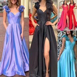 Taffeta Formal Party Dress 2k24 Rosette Straps Corset Lady Pageant Prom Evening Event Special Occasion Gala Cocktail Red Carpet Runway Gown Photoshoot Lace-Up Roses