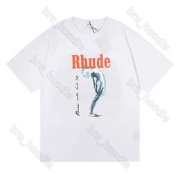 Rude Mens t Shirt Designer Clothing Graphic Rhude Shirt T-shirt Graphic Top Summer Short Sleeve Hip Hop Alphabet Graffiti Print Loose Shirt Casual Tshirt IMQ5