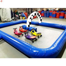 Free Ship Outdoor Activities 15x12m (50x40ft) With blower small kids Didi Car Swing cars Inflatable Race Track Game Toys for sale-G