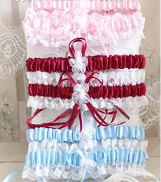 Sexy Lace Garters Ladies Wedding Garters Blue Red White Pink Bowtie Bridal Garter2259589