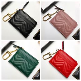 Real leather Luxury Designer Cards Holder coin purse Fashion Women mini Wallet Cards Bag Key Pouch Luxury Card Bank Card Holder Banknote Clip Zipper Pouch With Box