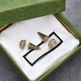Creative Ice Cream Charm Earrings Metal Double Letter Eardrops Shiny Diamond Stud Earing Women Jewlery with Gift Box