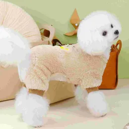 Dog Apparel Pet Clothes Winter Warm Crown Pattern Traction Four-legged Fleece Costume Plush Keeping Coat