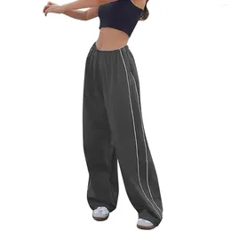 Women's Pants Y2k Cargo Women Fashion Wide Leg Casual Loose Striped Sports Sweatpants Drawstring Parachute Trousers