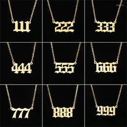 Pendant Necklaces Classic Stainless Steel Angel Number Necklace For Women Lucky Mens Chain Wholesale Jewelry Birthday Party Gift