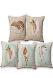 CushionDecorative Pillow Conch Shell Cushion Cover Retro Style Marine Animals Case Sofa Pillowcase Decoration 45X45cm4099825