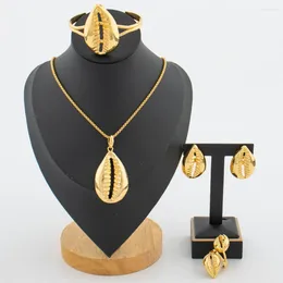 Necklace Earrings Set Fashion Women Jewelry For African Pendant And With Bangle Ring 4Pcs Engagement Party Gifts