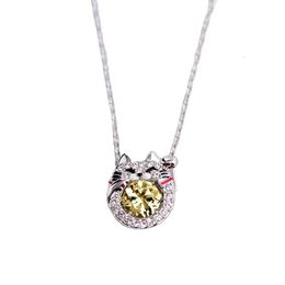 Swarovskis Necklace Designer Women Original Quality Pendant Necklaces Beating Heart Lucky Cat Necklace Female Element Crystal Lucky Cat Collar Chain