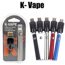 K- Vape Preheat Battery 1100mah rechargeable battery slim pen preheating charger kit 510 thread variable Voltage kvape batteries devices