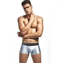 Underpants Glossy Men Sexy Underwear Boxer Shorts Nylon Fit Soft Flat Corner Fashion Personalized Tight Quadrangle Pants