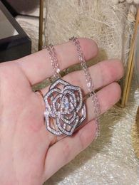 Chouchong Brand Wedding Jewelry Set Luxury 925 Sterling Silver Rose Flower Pendant Pave White Sapphire CZ Diamond Gemstones Party 6086573