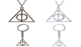 10PC Fashion Potter Necklaces Luna Triangle Deathly Hallows Geometric Triangle Pendant Vintage Necklaces Men Women Gifts92404358895445