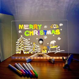 Acrylic LED Note Board With 7 Colour Pen Easy Using Color-Filled Drawing Board For els Mall Bar Activity Home Restaurants Cafe 240111