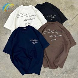 Men's T-Shirts 23SS Brown Royal Blue Scrawled Slogan Printing Cole Buxton T-Shirt Men Women 1 1 Cotton CB Tee Casual Short Sleeve With Tag T240112