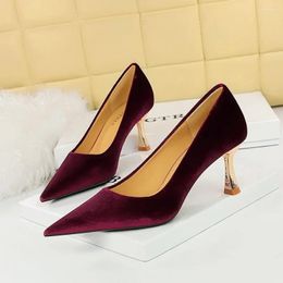 Dress Shoes BIGTREE European And American Style Fashionable Minimalist Banquet High Heels Xishi Suede Shallow Mouth Pointed Toe