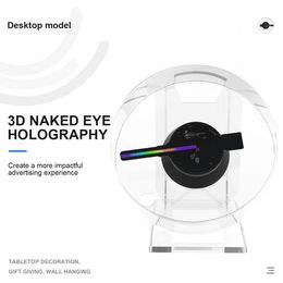 3D Holographic Advertising Lights LED Desktop Model With Audio Playback With Transparent Cover Holographic Fan Holiday Gifts 240112