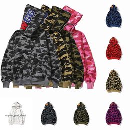 bapes Hoodie Mens Hoodie Shark Hoodies Street Zip Hooded Sweatshirt Camouflage 3D Print Cardigan Style Men And Zip Coat Designer Sweatshirt 996