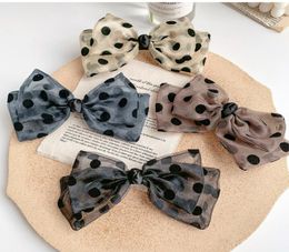 Romantic French Dots Yarn Barrettes Bows For Woman Girls Hairpin High Quatity HairClips Headwear Hair Accessories2517524