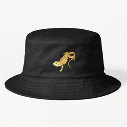 Bearded Dragon Lizard Bucket Hat Fashion Fishermen Sport Caps u Summer Black Solid Colour Fish Hip Hop Outdoor 240111