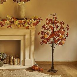 1pc USB Powerd Lighted Maple Tree 120cm/4FT Warm White LEDs, Artificial Fall Tree With Lights For Indoor Outdoor Home Porch Thanksgiving Fall Decoration