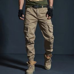 Высококачественные повседневные брюки цвета хаки, мужские военные тактические бегуны, камуфляжные брюки-карго, модные черные армейские брюки с несколькими карманами 240111