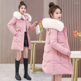 Women's Trench Coats Cotton 2024 Autumn/Winter Korean Version Slim Fit Large Size Warm Mid Length Wool Collar Fashion