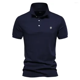 Men's Polos Men Summer Cotton Breathable Polo Shirt Fashion Solid Embroidery Short Sleeve Top Casual Sports T Shirts Clothing Euro Size