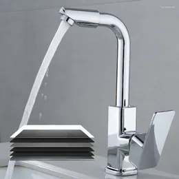 Bathroom Sink Faucets Basin Faucet Rotatable Deck Mounted Alloy Thickened Chrome Tap & Cold Water Mixer Vanity Vessel