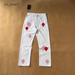 Ch Jeans Designer Make Old Washed Jeans Chrome Straight Hosen Herz-Buchstaben-Drucke für Kusbi Jeans Damen Herren Lässiger langer Stil Chromees Hearts Purple Jeans 4686