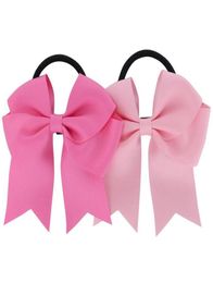 20pcslot 45 inch Cheerleading Bows elastic band Pony Tail Holder Ribbon pinwheel Bow hair bands Gift baby headband 196 colors3514972