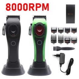 Professional Hair Clipper Electric Men's Trimmer with 8000RPM Seat Charging Large Capacity Battery DLC Coated Blades Model 240111