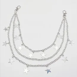 Belts Butterfly Five-Pointed Star Pendants Necklace With Tassel Stars Waist Chain Pocket Decor Hip Hop Double Layer Pants