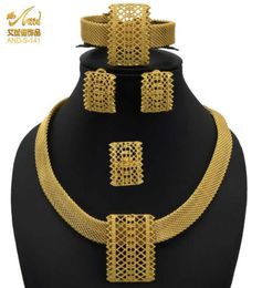 Jewellery Luxury Chain Necklace African Jewelry Set 24K Dubai Gold Color Indian Arab Wedding Collection Sets Earring For Women H105392713