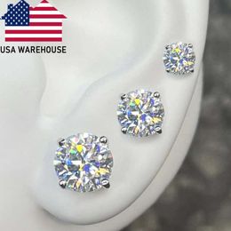 3mm-10mm Classic Mossanite Screw Back Earrings Luxury Jewellery 925 Sterling Silver VVS Moissanite Diamond Ear Stud For Men Women Gift