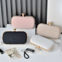 Pearl Clutch Bag Purse Ladies White Hand Bags Evening for Party Wedding Black Pink Advanced Crossbody Shoulder 240111