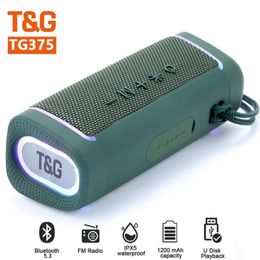 Speakers TG375 20W Power caixa de som Bluetooth Speaker Wireless Dual Speaker TFcard Outdoor Subwoofer RGB Colourful Lights with FM Radio