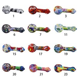 DHL Silicone Hand Pipe Multi Designs Water pipes Tobacco Smoking Pipes Cartoon Figure multi designs for Dry Herb Portable