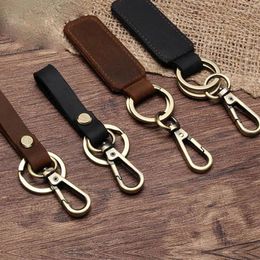 Keychains Style Personality Handmade Leather Keyring Retro Vintage Bronze Car Keychain Pendant Waist Hanging Men Women Jewellery Gift 35