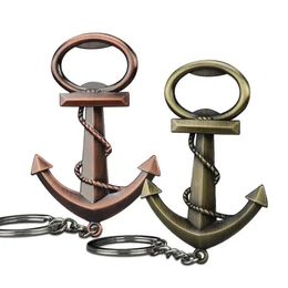 100pcs Vintage Boat Anchor Opener Keychain Zinc Alloy Beverage Opener Keyring Beer Bottle Opener Promotion Gift SN2225