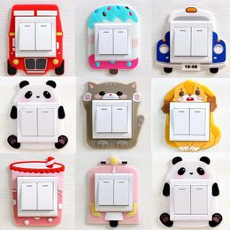 Children Bedroom Switch Stickers Home Decoration Luminous Silicone Covers Kawaii Cartoon Animals 3D 240111