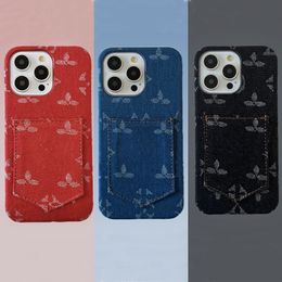 iPhone Case Designer Phone Case Card Holder Pocket for Apple iPhone 15 Pro Max Cases iPhone 14 Pro Max 13 12 14pro 13PRO Case Denim Printing Cell Phonecase Cover