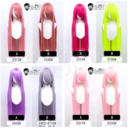 100Cm Long Staight Cosplay Wig HSIU Heat Resistant Synthetic Hair Anime Party wigs 42 color Colourful brand wig cap 240111