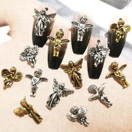 Nail Art Decorations 10pcs Baroque Angel Charms 3D Retro Gold/Silver Jesus Baby Nial Decoration DIY Design Accessories