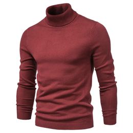 Winter Men Turtleneck Sweater Casual Solid Colour Warm Pullover High Quality Slim High Neck Long Sleeve Sweater Men 240111