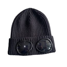 Beanie cp Designer bonnet company mens hat two lens Caps winter knitted hats Goggles Glasses men caps Beanies Skull Caps Outdoor Women Uniesex Black Grey L6