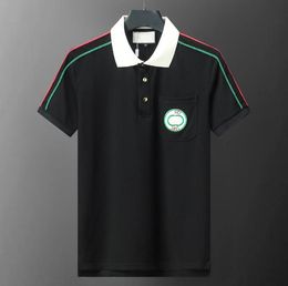 Yaz lüksler tasarımcı polo gömlek erkekler rahat piquet polos yılan arı nakış pamuk forması polo adam siyah mavi yeşil kahverengi tshirt