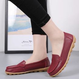 shoe Flats Ballet Shoes Woman Cut Out Leather Breathable Moccasins ladies Boat Ballerina female Casual 240111