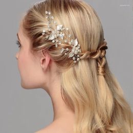 Headpieces Wedding Women Bridal Crystal Pearl Hairpin Stick Hair Clip Accessories Bride Headdress Purely Handmade Leaf Needle